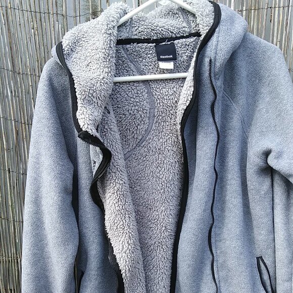 Reebok Fleece Faux Sherpa-Lined Hooded Jacket - S - Picture 13 of 15